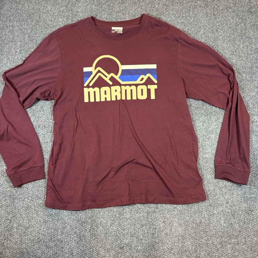 Marmot Mens Coastal Crewneck Long Sleeve T-Shirt Maroon‎ 2XL